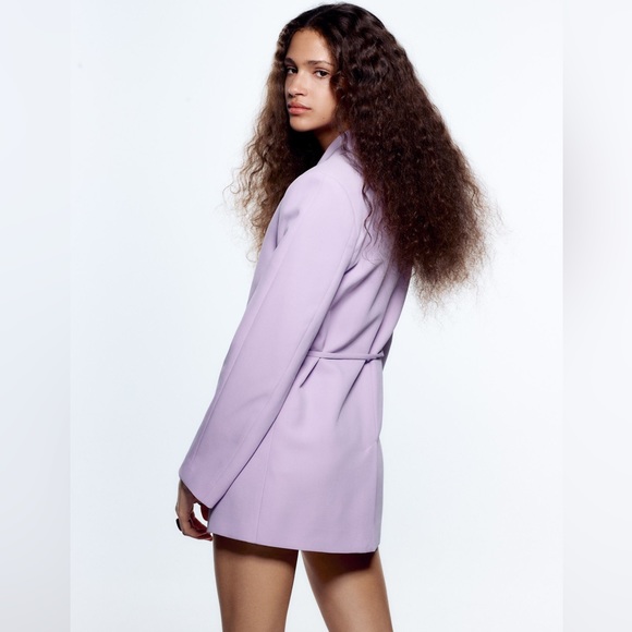 ZARA STRAIGHT CUT BELTED BLAZER - Picture 9 of 11